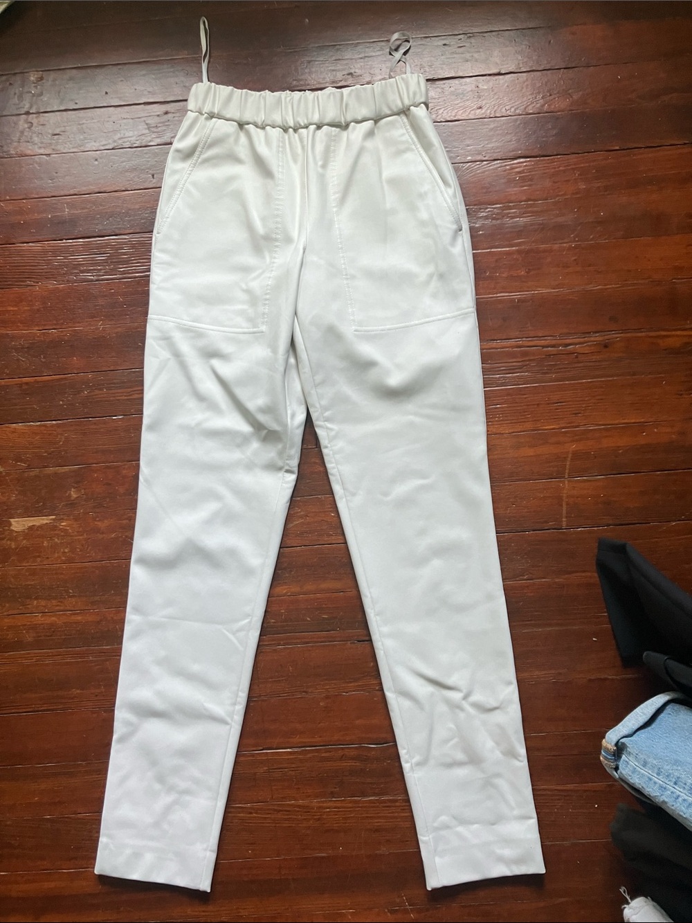 Tibi White Faux Leather Pull On Pant